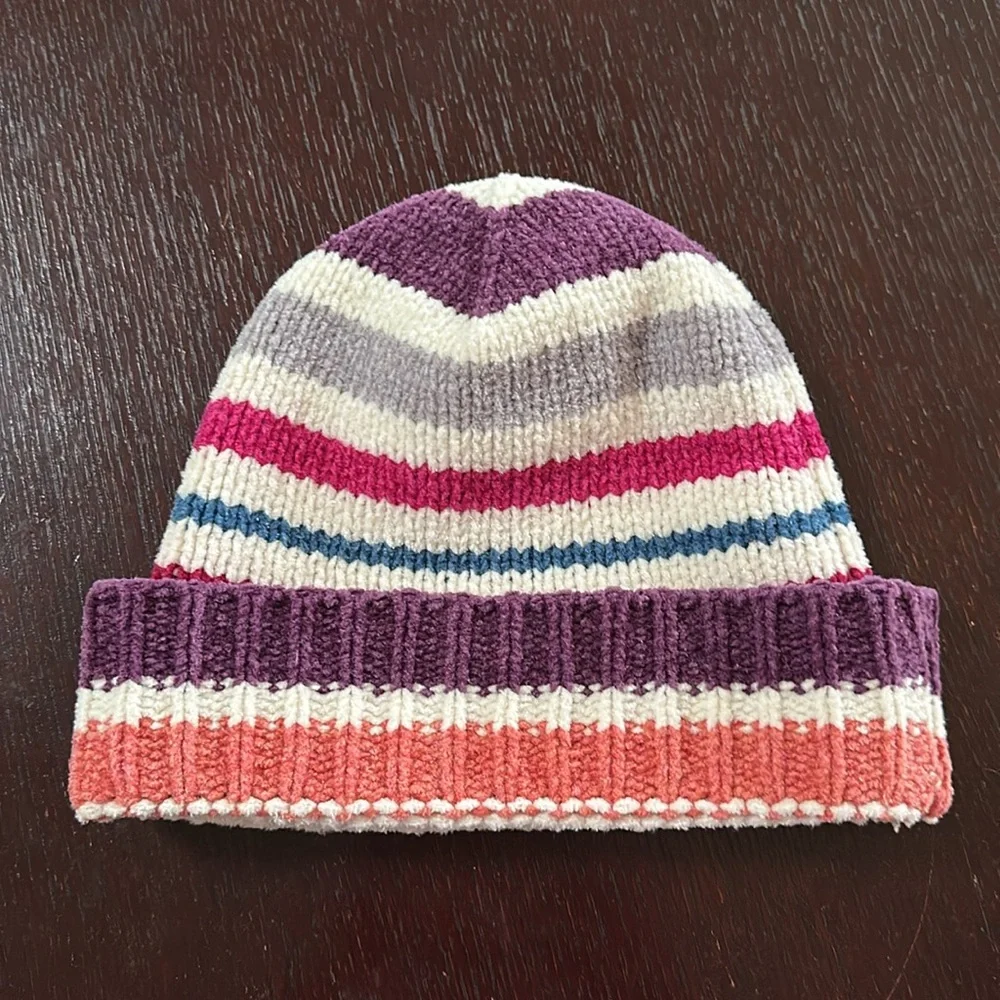 Colorful striped beanie hat